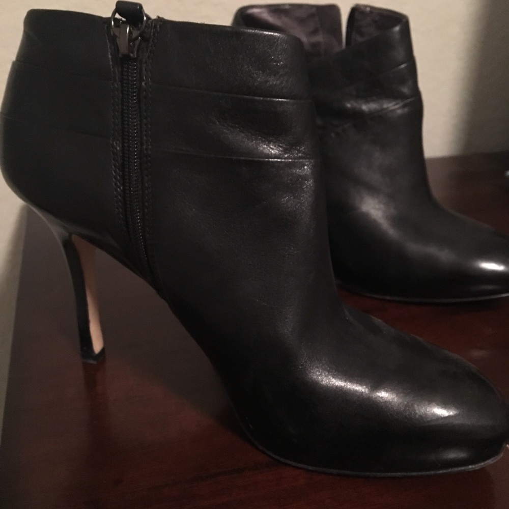 Via Spiga black leather ankle booties